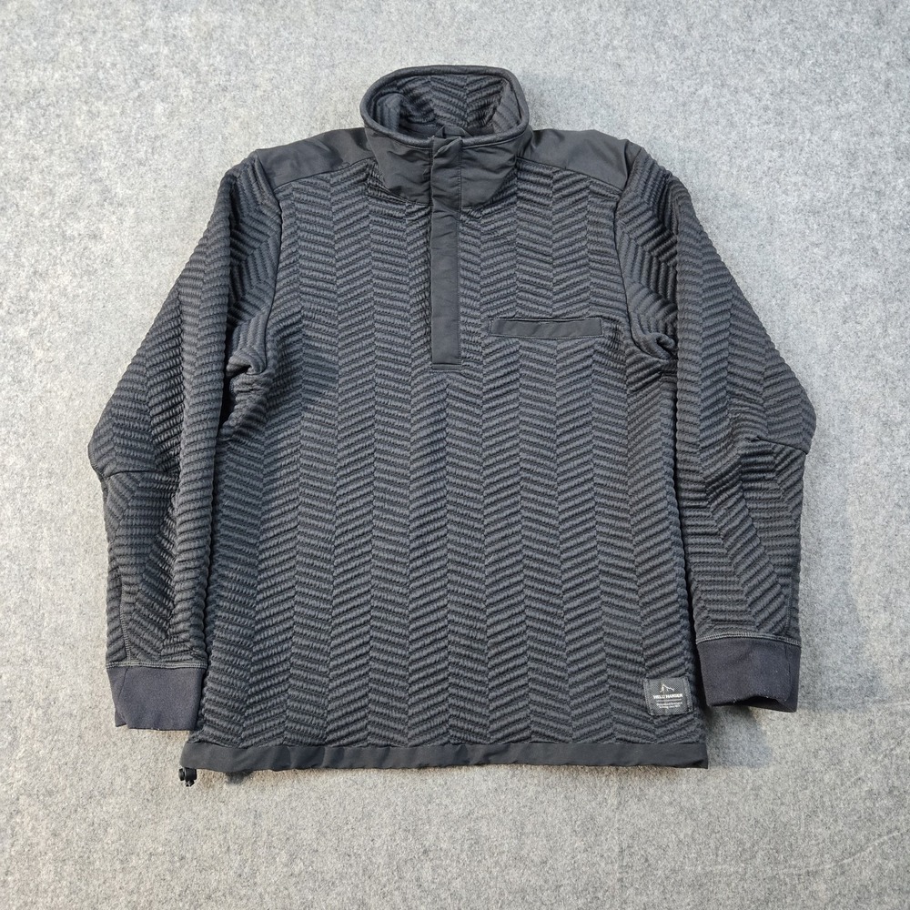 Helly Hansen Sweatshirt Mens Small Black Ebony Lillo Snap Pullover Skiing